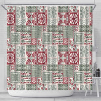 Mele Kalikimaka Hawaii Christmas Shower Curtain Aloha Spirit with Hawaiian Quilt Pattern - Polynesian Pride