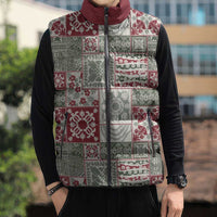 Mele Kalikimaka Hawaii Christmas Sleeveless Puffer Jacket Aloha Spirit with Hawaiian Quilt Pattern - Polynesian Pride
