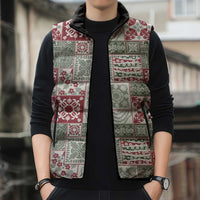 Mele Kalikimaka Hawaii Christmas Sleeveless Puffer Jacket Aloha Spirit with Hawaiian Quilt Pattern - Polynesian Pride