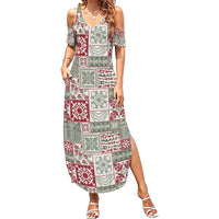 Mele Kalikimaka Hawaii Christmas Summer Maxi Dress Aloha Spirit with Hawaiian Quilt Pattern - Polynesian Pride