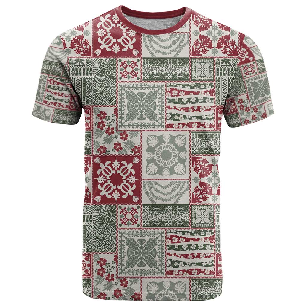 Mele Kalikimaka Hawaii Christmas T Shirt Aloha Spirit with Hawaiian Quilt Pattern - Polynesian Pride