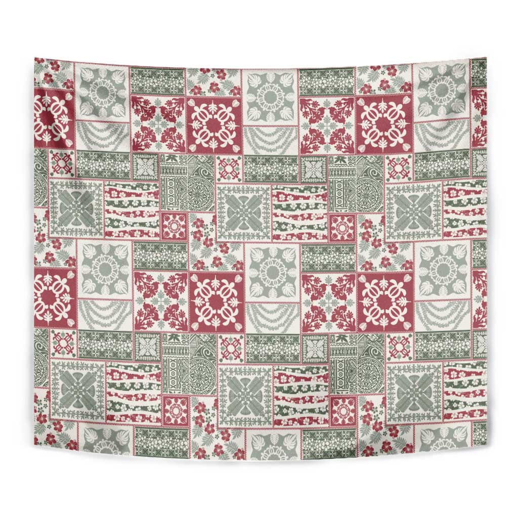 Mele Kalikimaka Hawaii Christmas Tapestry Aloha Spirit with Hawaiian Quilt Pattern - Polynesian Pride