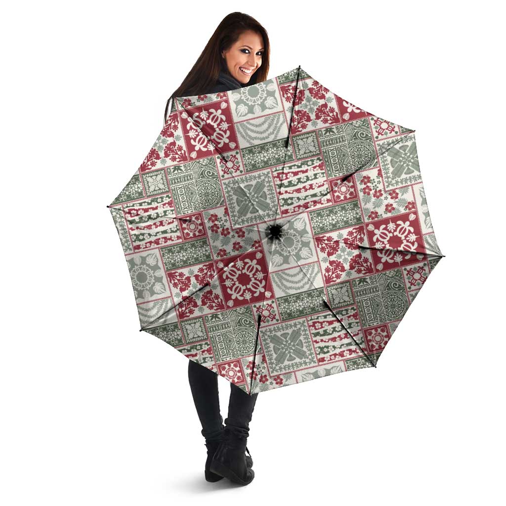 Mele Kalikimaka Hawaii Christmas Umbrella Aloha Spirit with Hawaiian Quilt Pattern - Polynesian Pride