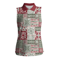 Mele Kalikimaka Hawaii Christmas Women Sleeveless Polo Shirt Aloha Spirit with Hawaiian Quilt Pattern - Polynesian Pride