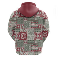Mele Kalikimaka Hawaii Christmas Zip Hoodie Aloha Spirit with Hawaiian Quilt Pattern - Polynesian Pride