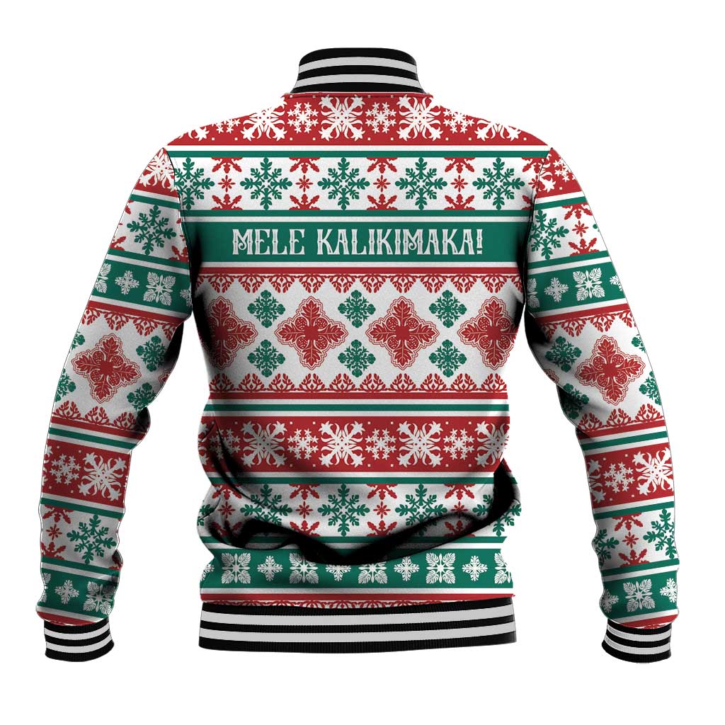 Mele Kalikimaka Hawaii Christmas Baseball Jacket Hawaiian Quilt Pattern Style - Polynesian Pride