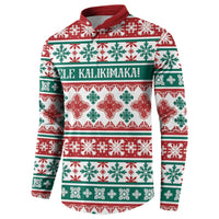 Mele Kalikimaka Hawaii Christmas Button Sweatshirt Hawaiian Quilt Pattern Style - Polynesian Pride