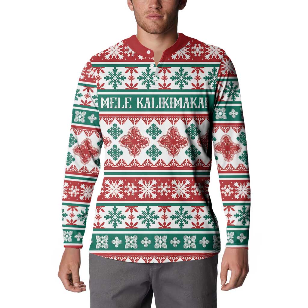 Mele Kalikimaka Hawaii Christmas Button Sweatshirt Hawaiian Quilt Pattern Style - Polynesian Pride