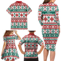 Mele Kalikimaka Hawaii Christmas Family Matching Long Sleeve Bodycon Dress and Hawaiian Shirt Hawaiian Quilt Pattern Style LT9 - Polynesian Pride