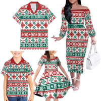 Mele Kalikimaka Hawaii Christmas Family Matching Off The Shoulder Long Sleeve Dress and Hawaiian Shirt Hawaiian Quilt Pattern Style - Polynesian Pride