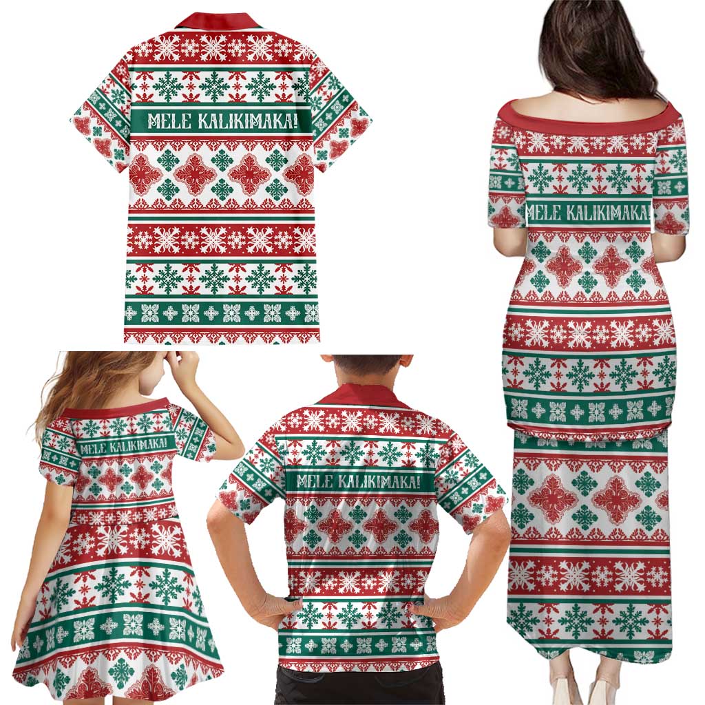 Mele Kalikimaka Hawaii Christmas Family Matching Puletasi and Hawaiian Shirt Hawaiian Quilt Pattern Style - Polynesian Pride