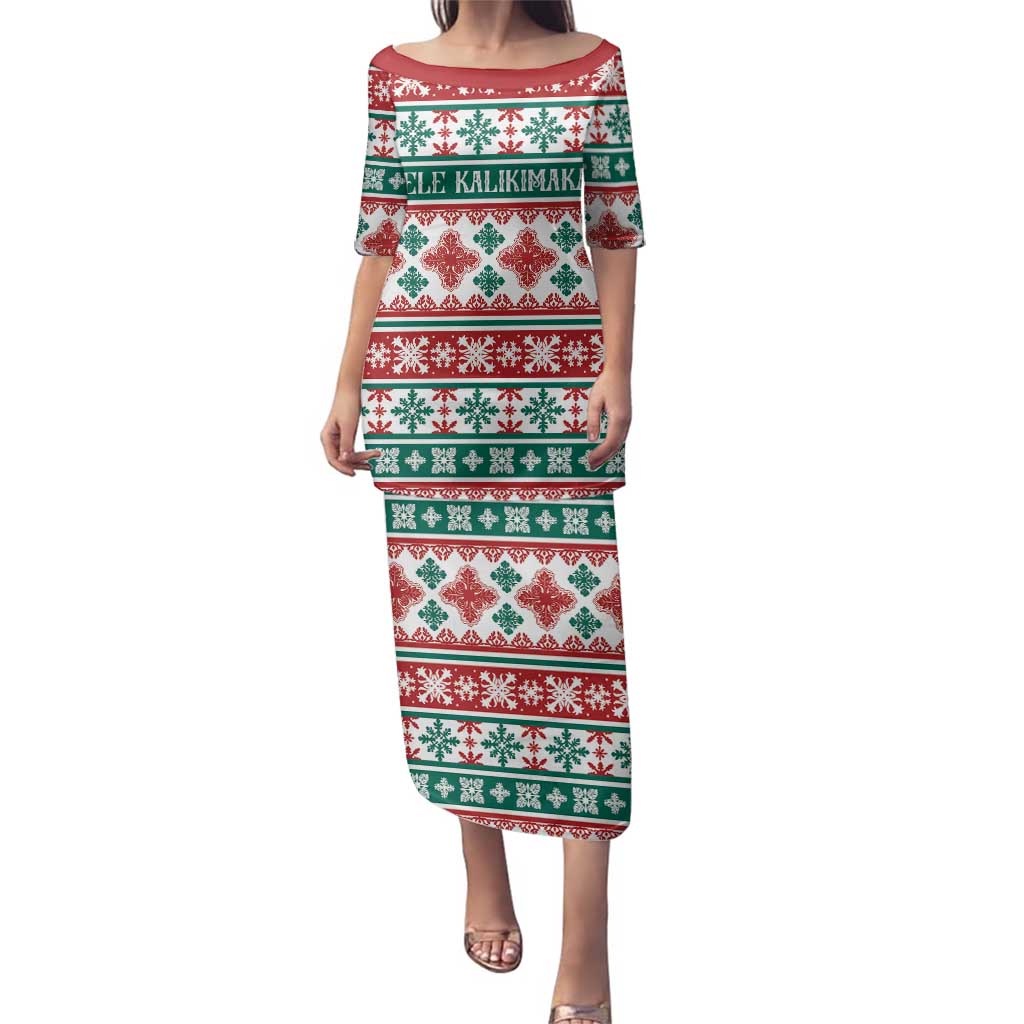 Mele Kalikimaka Hawaii Christmas Family Matching Puletasi and Hawaiian Shirt Hawaiian Quilt Pattern Style - Polynesian Pride