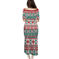 Mele Kalikimaka Hawaii Christmas Family Matching Puletasi and Hawaiian Shirt Hawaiian Quilt Pattern Style - Polynesian Pride