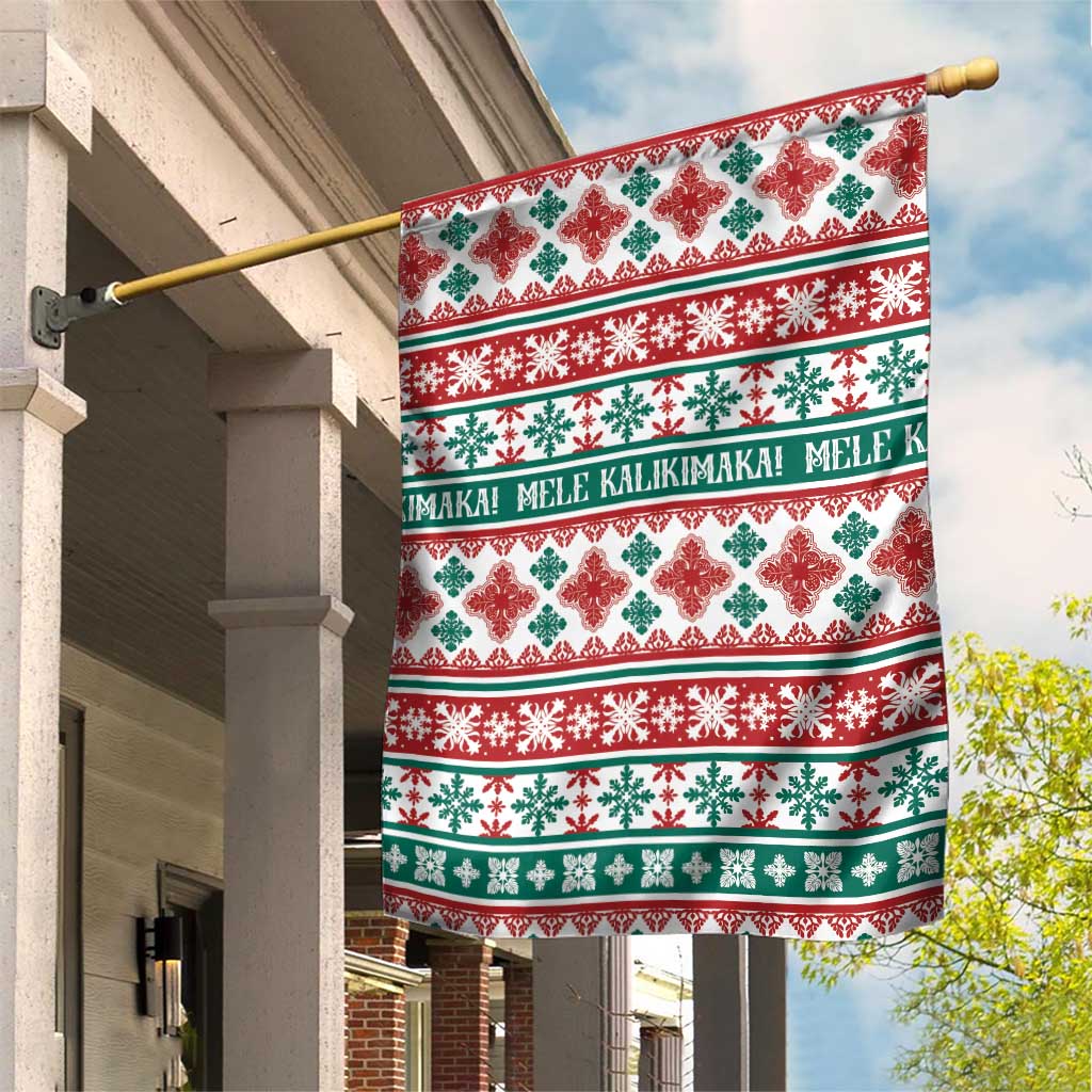 Mele Kalikimaka Hawaii Christmas Garden Flag Hawaiian Quilt Pattern Style - Polynesian Pride