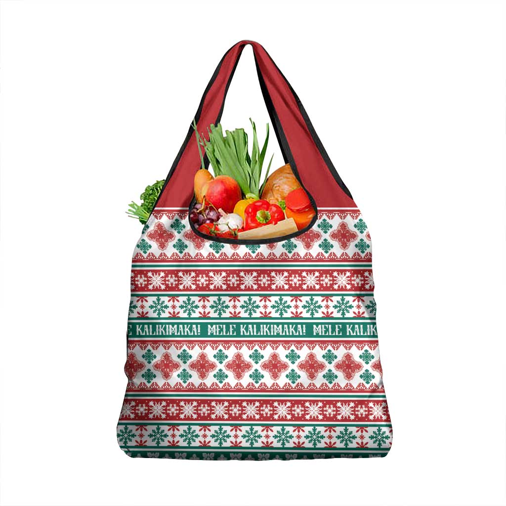 Mele Kalikimaka Hawaii Christmas Grocery Bag Hawaiian Quilt Pattern Style - Polynesian Pride