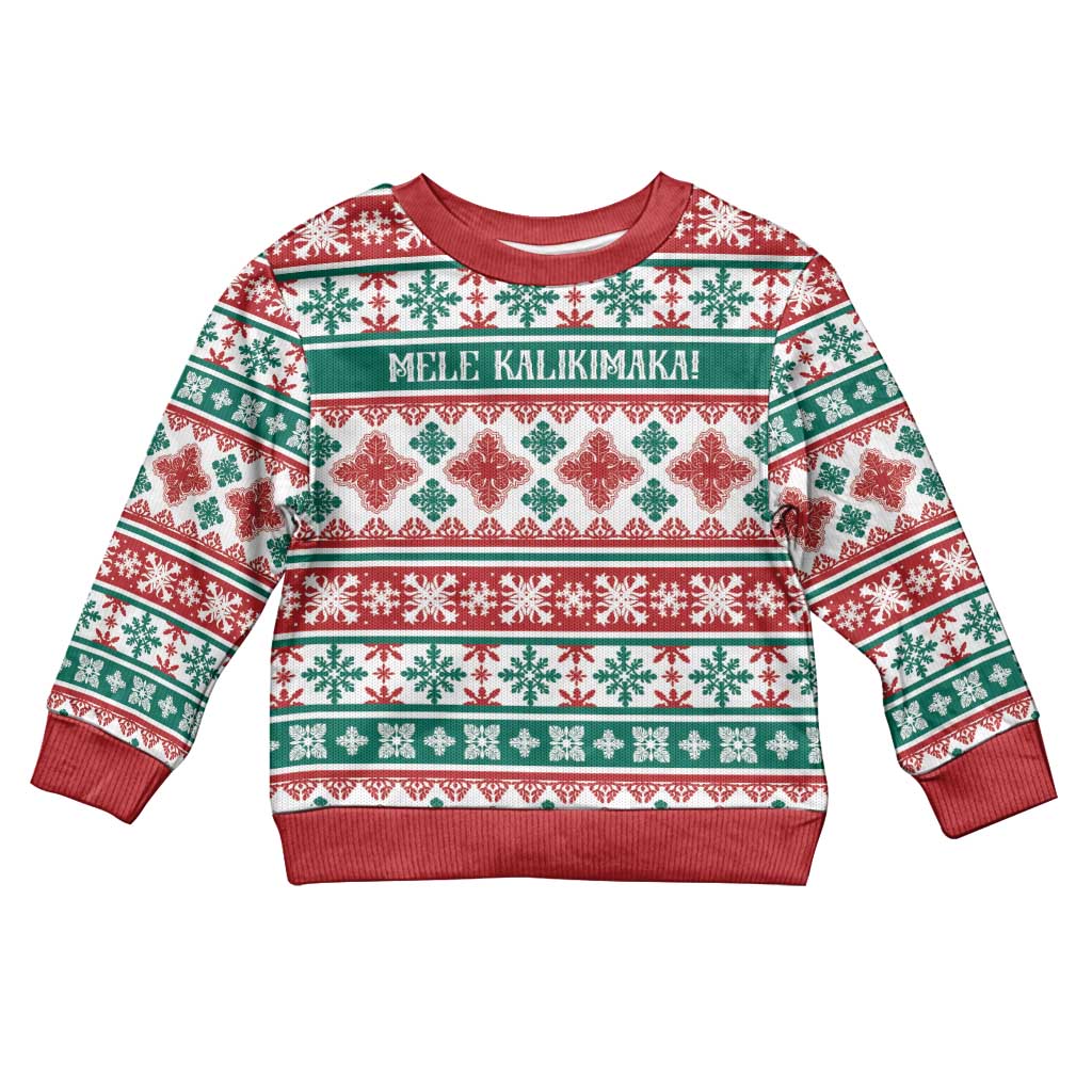 Mele Kalikimaka Hawaii Christmas Kid Ugly Christmas Sweater Hawaiian Quilt Pattern Style - Polynesian Pride