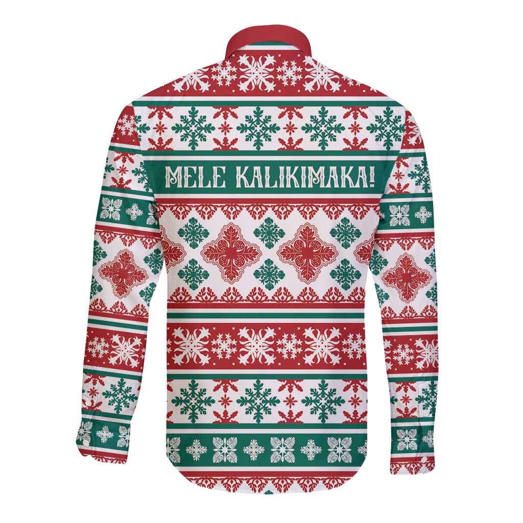 Mele Kalikimaka Hawaii Christmas Long Sleeve Button Shirt Hawaiian Quilt Pattern Style - Polynesian Pride