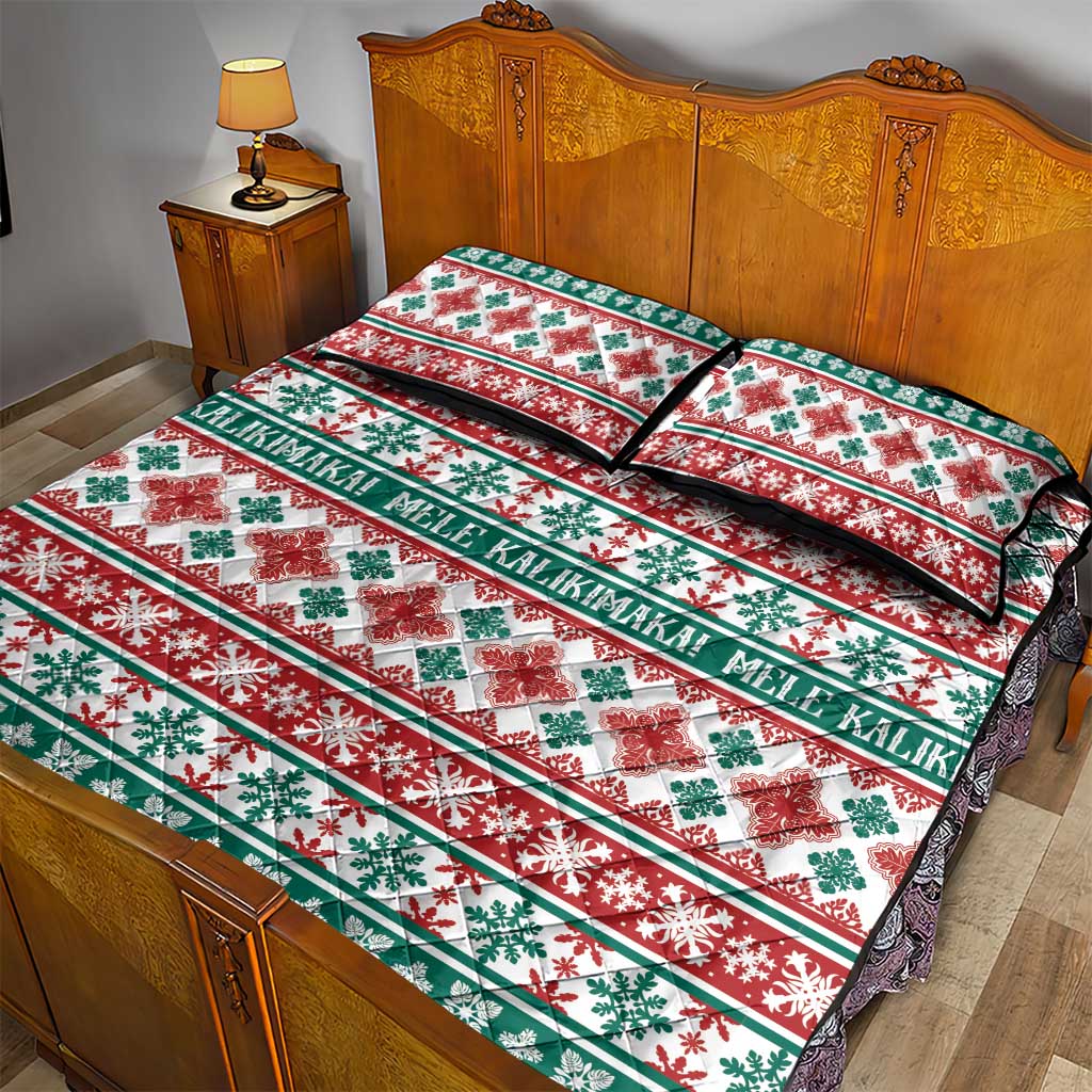 Mele Kalikimaka Hawaii Christmas Quilt Bed Set Hawaiian Quilt Pattern Style - Polynesian Pride