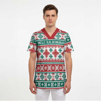 Mele Kalikimaka Hawaii Christmas Scrub Top Hawaiian Quilt Pattern Style - Polynesian Pride