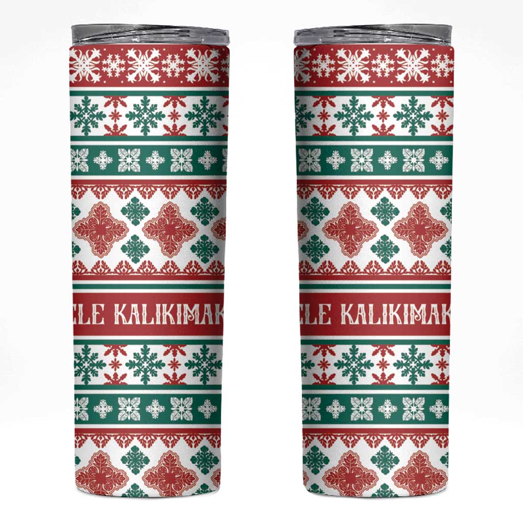 Mele Kalikimaka Hawaii Christmas Skinny Tumbler Hawaiian Quilt Pattern Style - Polynesian Pride
