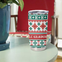Mele Kalikimaka Hawaii Christmas Tumbler Cup Hawaiian Quilt Pattern Style - Polynesian Pride