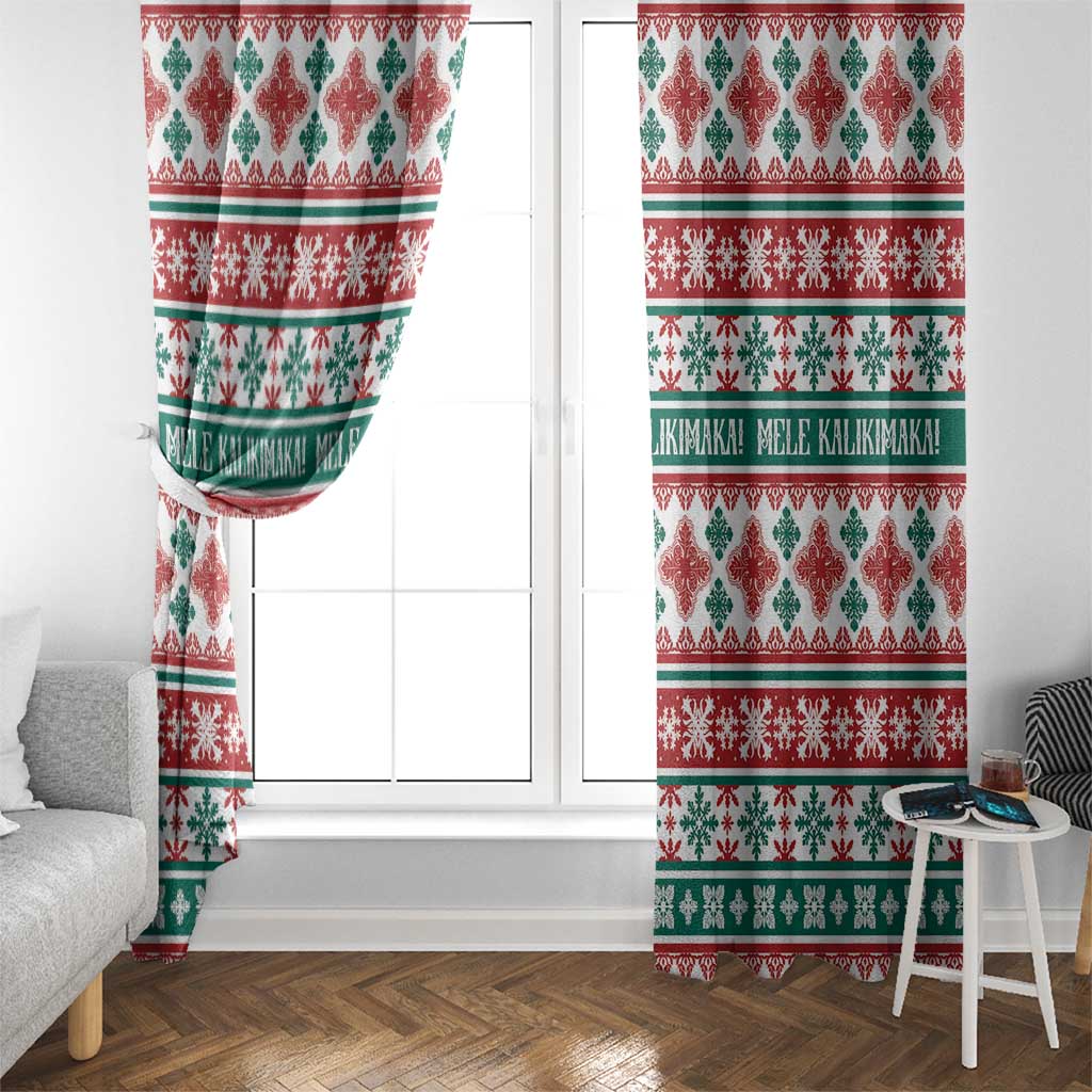 Mele Kalikimaka Hawaii Christmas Window Curtain Hawaiian Quilt Pattern Style - Polynesian Pride