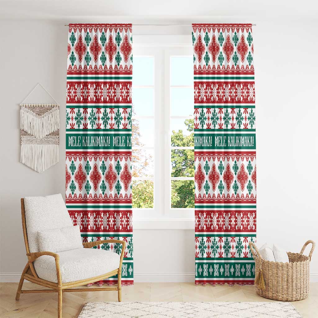 Mele Kalikimaka Hawaii Christmas Window Curtain Hawaiian Quilt Pattern Style - Polynesian Pride