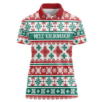 Mele Kalikimaka Hawaii Christmas Women Polo Shirt Hawaiian Quilt Pattern Style - Polynesian Pride