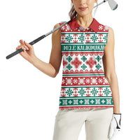 Mele Kalikimaka Hawaii Christmas Women Sleeveless Polo Shirt Hawaiian Quilt Pattern Style - Polynesian Pride