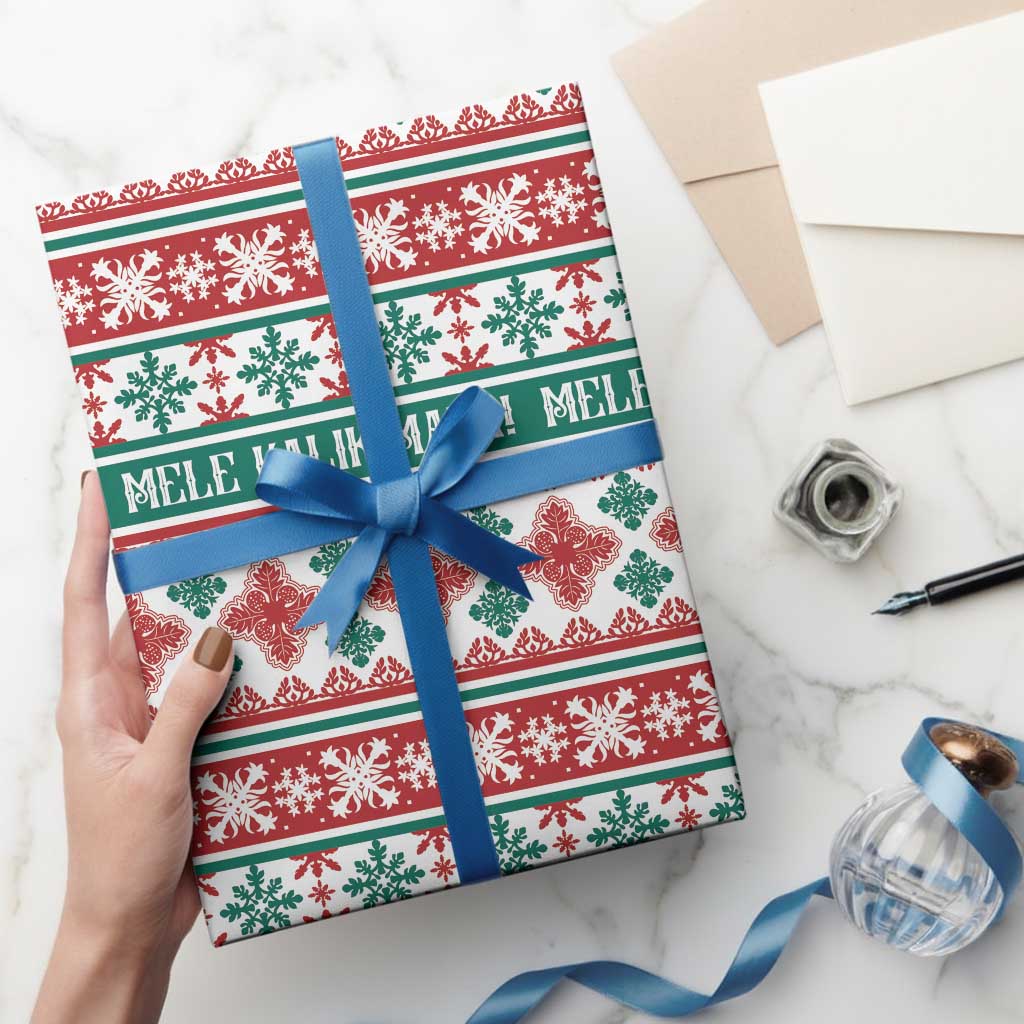 Mele Kalikimaka Hawaii Christmas Wrapping Paper Hawaiian Quilt Pattern Style - Polynesian Pride