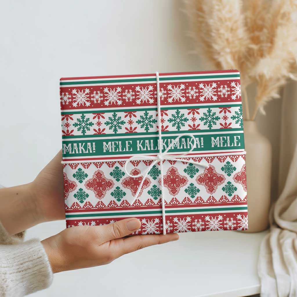 Mele Kalikimaka Hawaii Christmas Wrapping Paper Hawaiian Quilt Pattern Style - Polynesian Pride