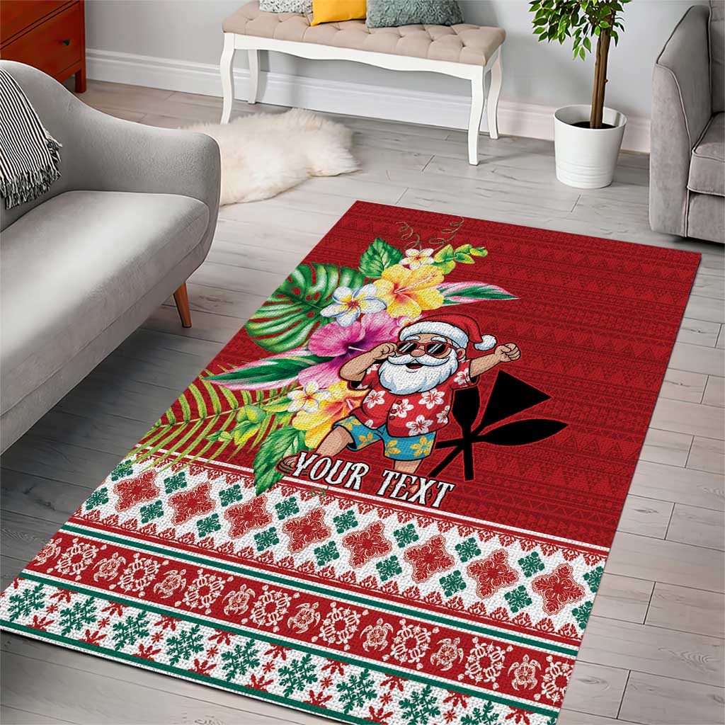 Santa Surf Mele Kalikimaka Personalized Area Rug Aloha Tropical Christmas Vibes - Polynesian Pride