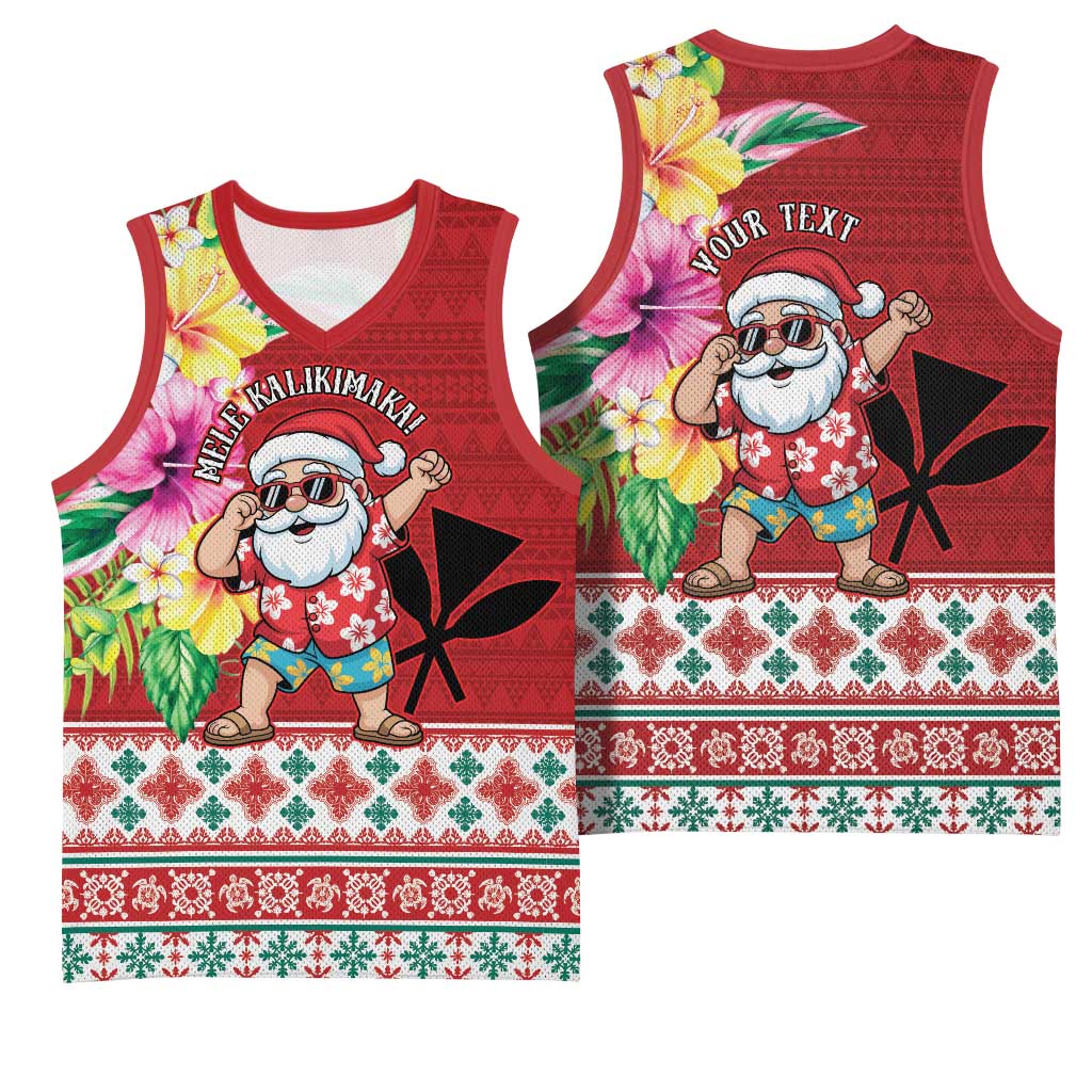 Santa Surf Mele Kalikimaka Personalized Basketball Jersey Aloha Tropical Christmas Vibes - Polynesian Pride