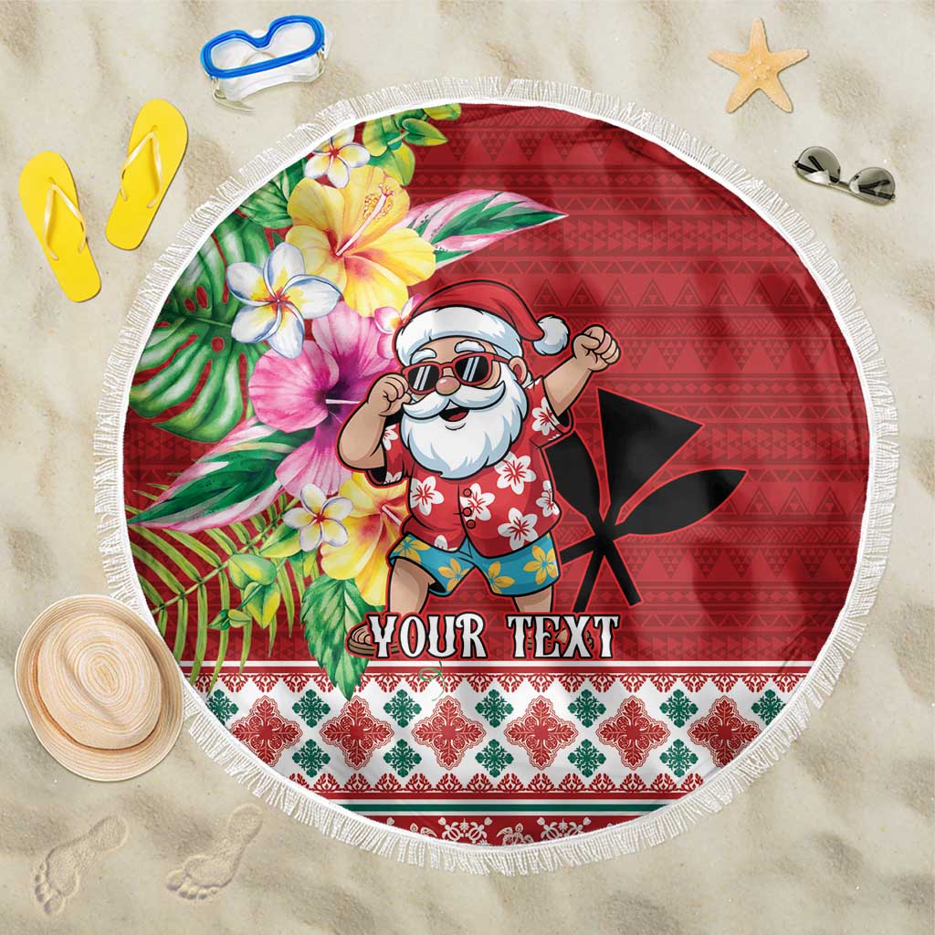 Santa Surf Mele Kalikimaka Personalized Beach Blanket Aloha Tropical Christmas Vibes - Polynesian Pride