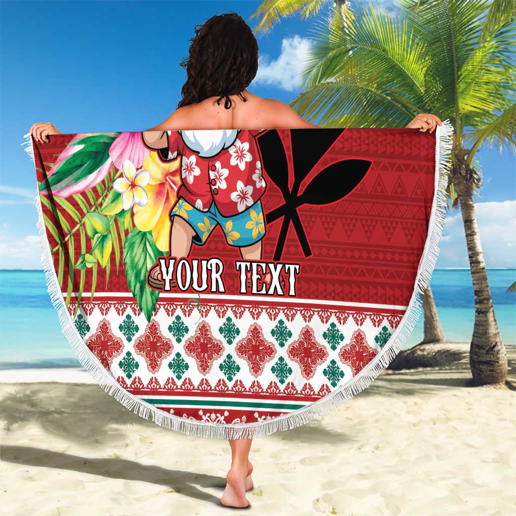 Santa Surf Mele Kalikimaka Personalized Beach Blanket Aloha Tropical Christmas Vibes - Polynesian Pride