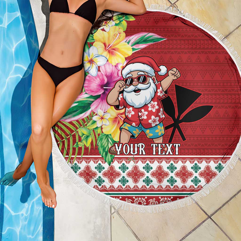 Santa Surf Mele Kalikimaka Personalized Beach Blanket Aloha Tropical Christmas Vibes - Polynesian Pride
