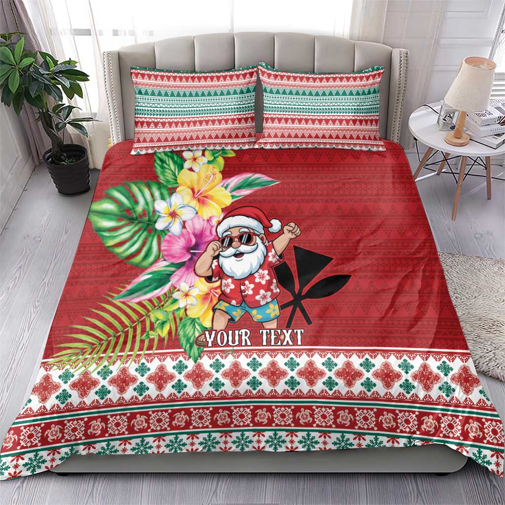 Santa Surf Mele Kalikimaka Personalized Bedding Set Aloha Tropical Christmas Vibes - Polynesian Pride