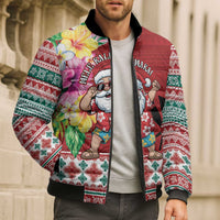 Santa Surf Mele Kalikimaka Personalized Bomber Puffer Jacket Aloha Tropical Christmas Vibes - Polynesian Pride