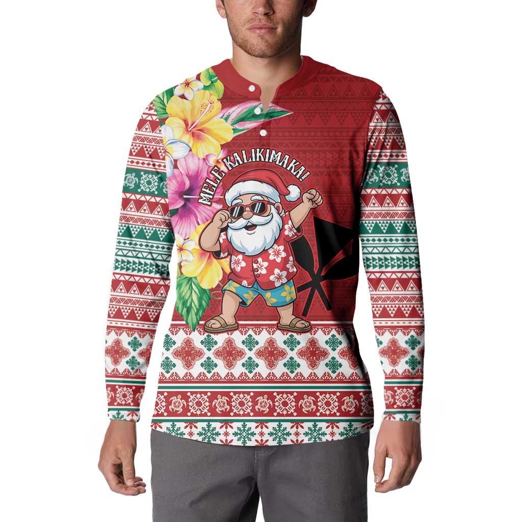 Santa Surf Mele Kalikimaka Personalized Button Sweatshirt Aloha Tropical Christmas Vibes - Polynesian Pride