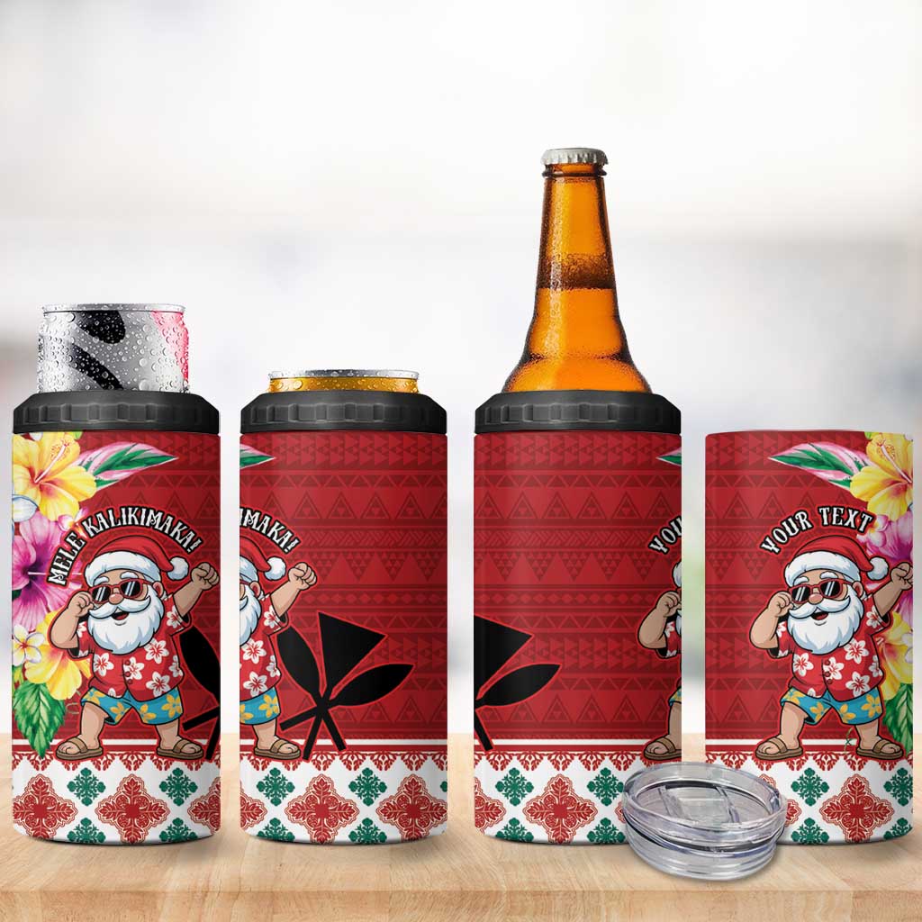 Santa Surf Mele Kalikimaka Personalized 4 in 1 Can Cooler Tumbler Aloha Tropical Christmas Vibes - Polynesian Pride