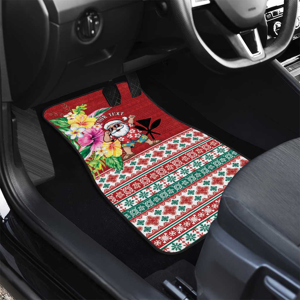 Santa Surf Mele Kalikimaka Personalized Car Mats Aloha Tropical Christmas Vibes - Polynesian Pride