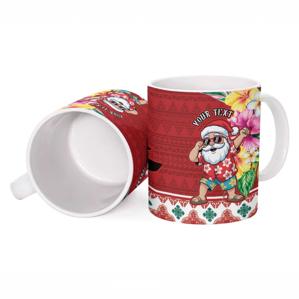 Santa Surf Mele Kalikimaka Personalized Ceramic Mug Aloha Tropical Christmas Vibes - Polynesian Pride