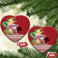Santa Surf Mele Kalikimaka Personalized Ceramic Ornament Aloha Tropical Christmas Vibes - Polynesian Pride