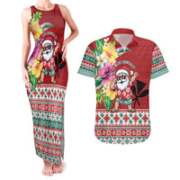 Santa Surf Mele Kalikimaka Personalized Couples Matching Tank Maxi Dress and Hawaiian Shirt Aloha Tropical Christmas Vibes LT9 Red - Polynesian Pride