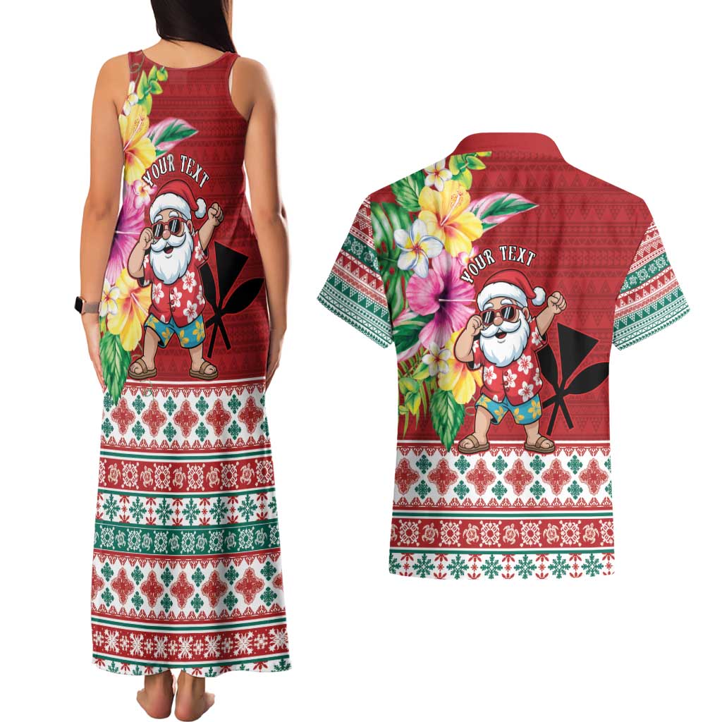 Santa Surf Mele Kalikimaka Personalized Couples Matching Tank Maxi Dress and Hawaiian Shirt Aloha Tropical Christmas Vibes LT9 - Polynesian Pride