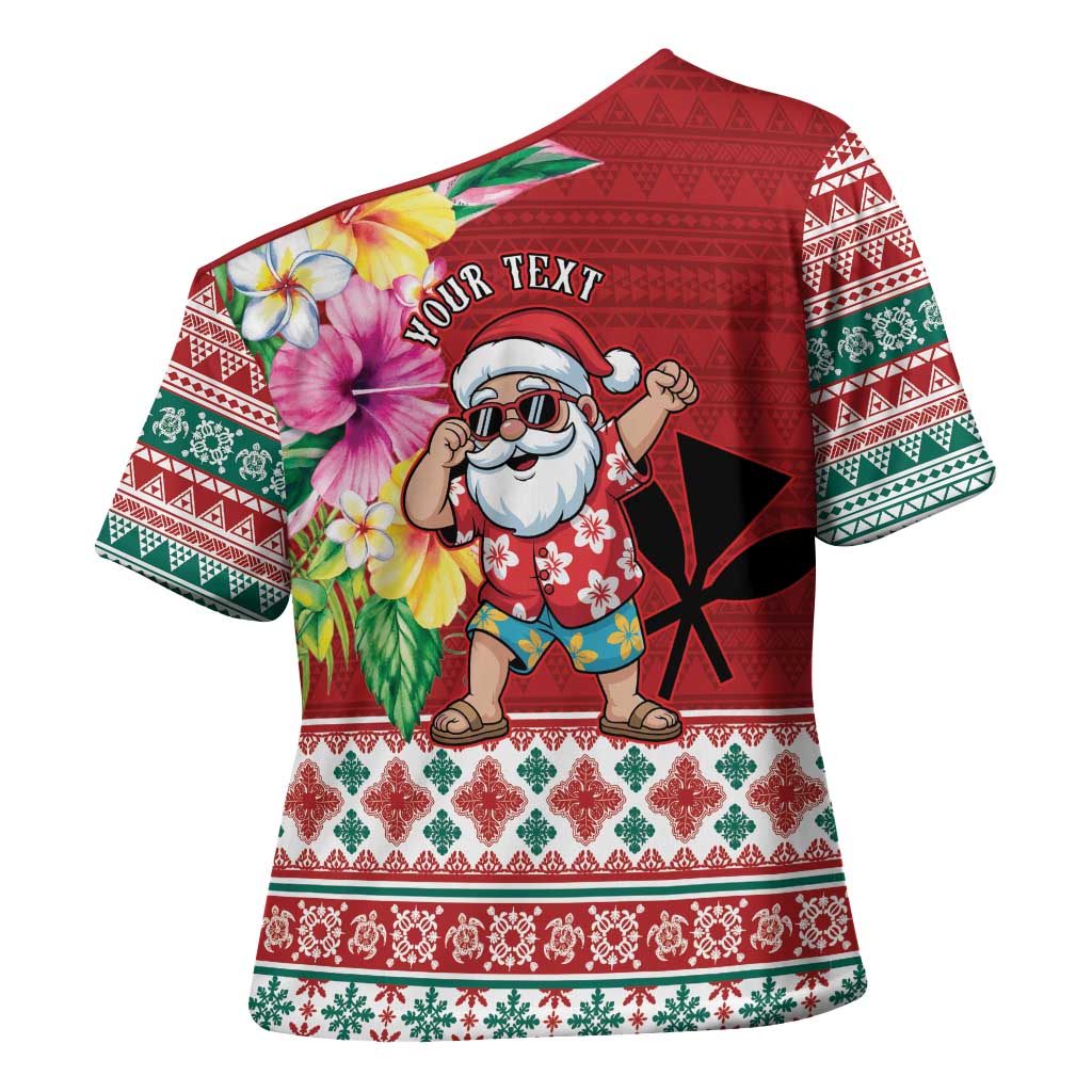 Santa Surf Mele Kalikimaka Personalized Cross Shoulder Shirt Aloha Tropical Christmas Vibes - Polynesian Pride