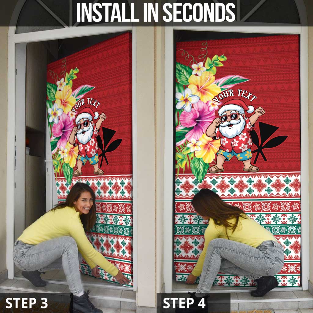 Santa Surf Mele Kalikimaka Personalized Door Cover Aloha Tropical Christmas Vibes - Polynesian Pride