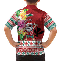 Santa Surf Mele Kalikimaka Personalized Family Matching Long Sleeve Bodycon Dress and Hawaiian Shirt Aloha Tropical Christmas Vibes LT9 - Polynesian Pride