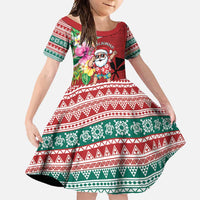 Santa Surf Mele Kalikimaka Personalized Family Matching Mermaid Dress and Hawaiian Shirt Aloha Tropical Christmas Vibes LT9 Daughter's Dress Red - Polynesian Pride