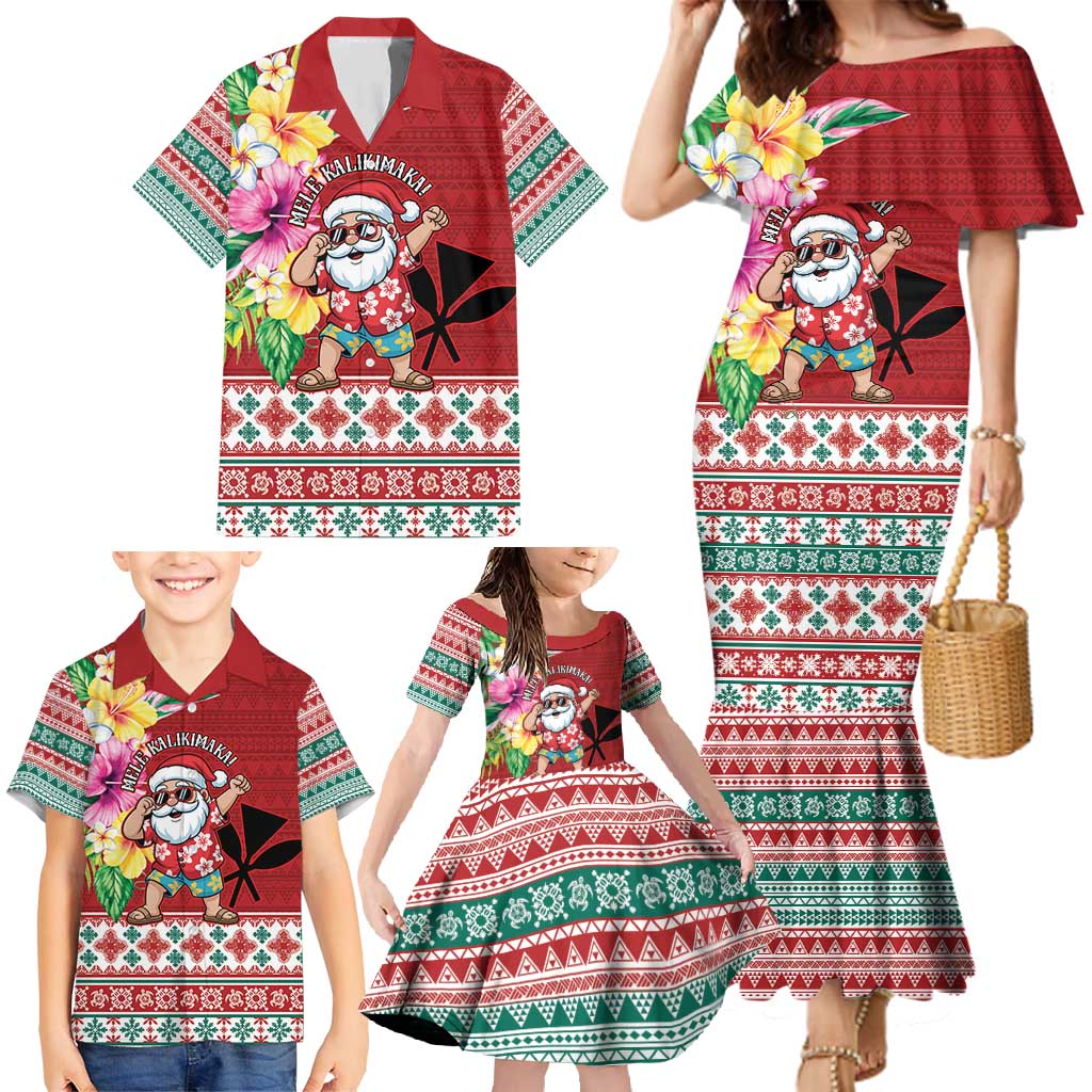 Santa Surf Mele Kalikimaka Personalized Family Matching Mermaid Dress and Hawaiian Shirt Aloha Tropical Christmas Vibes LT9 - Polynesian Pride